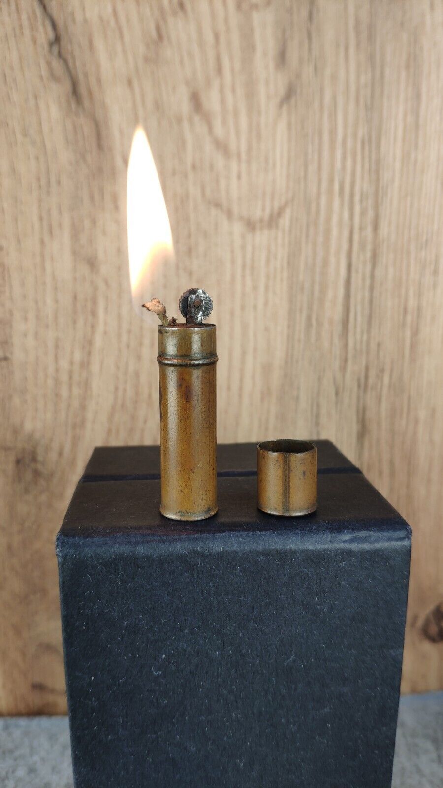 Vintage Small Handmade Brass Petrol Lighter WW1 Trench Art Lighter. Size 4 cm