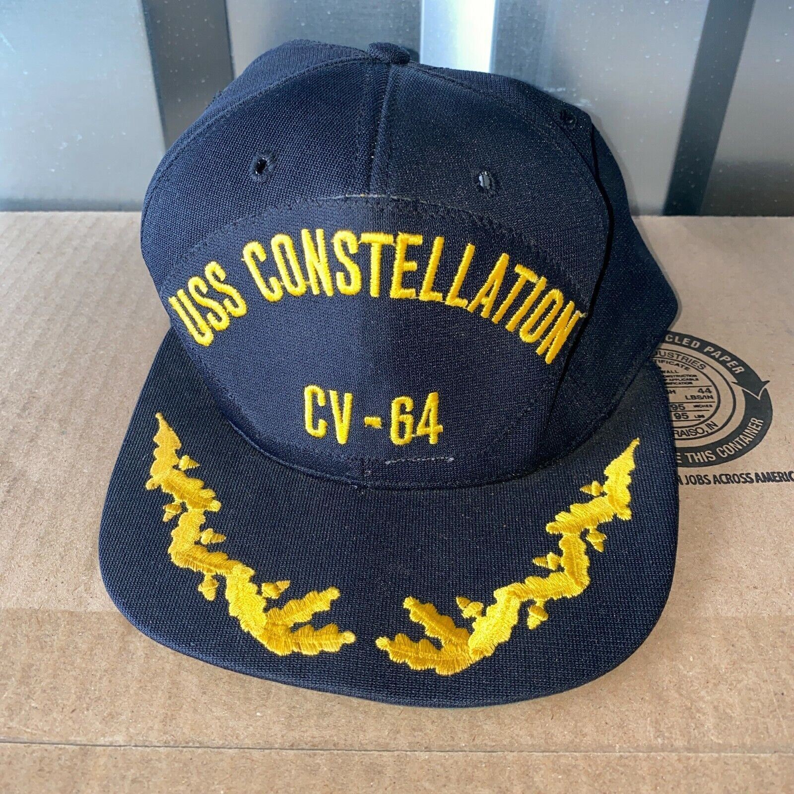 USS Constellation CV-64 Mens Baseball Hat Vintage Snapback Made in USA Commander