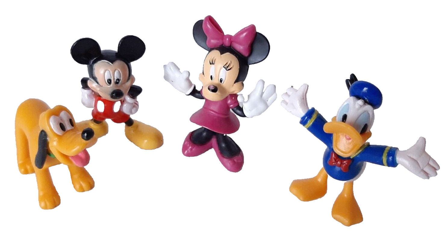 Set of 4 Vintage Vinyl Disney Figures Mickey & Minnie Mouse Donald Duck Pluto