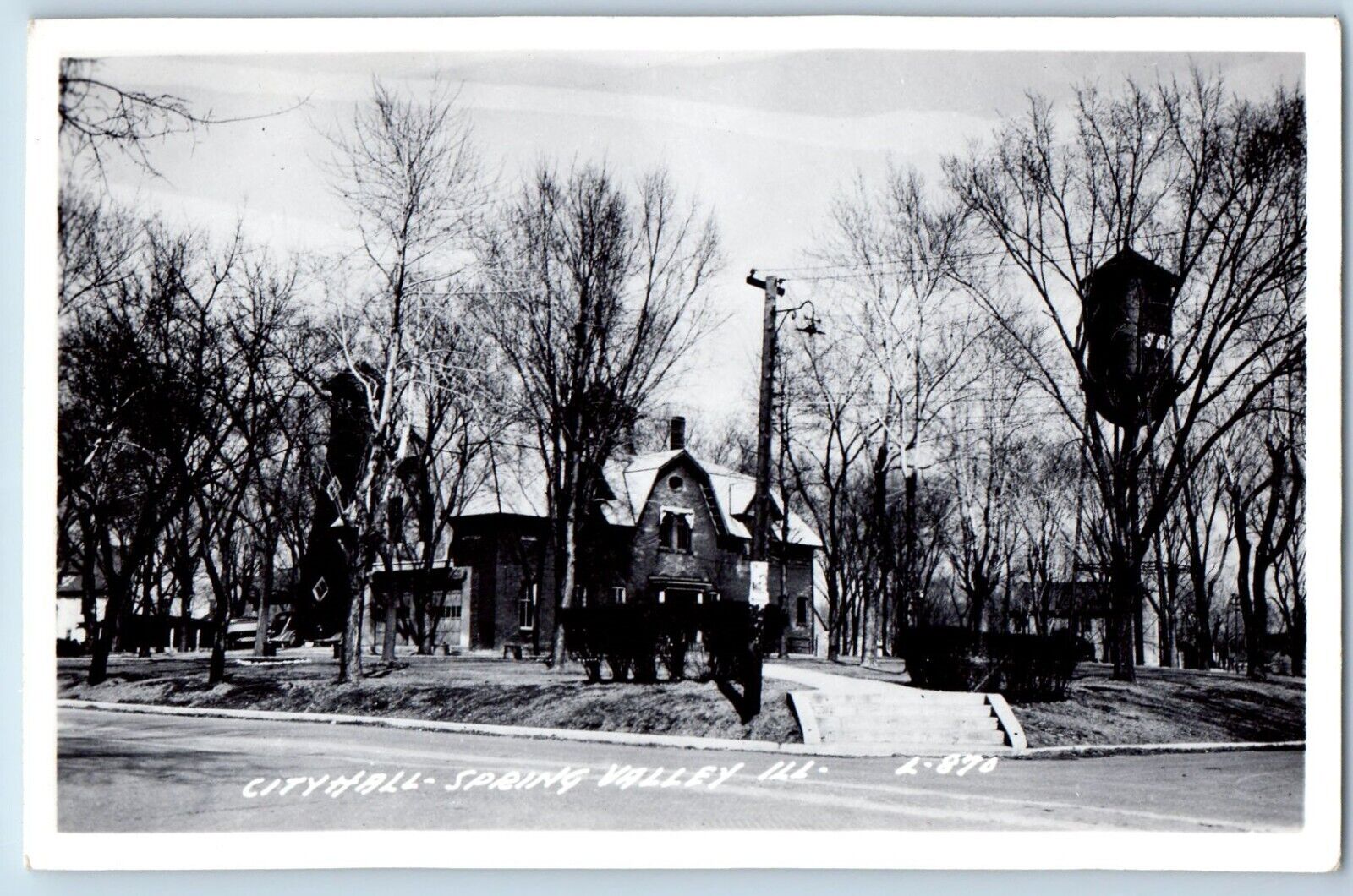 Spring Valley Illinois IL Postcard RPPC Photo City Hall Building Scene Street