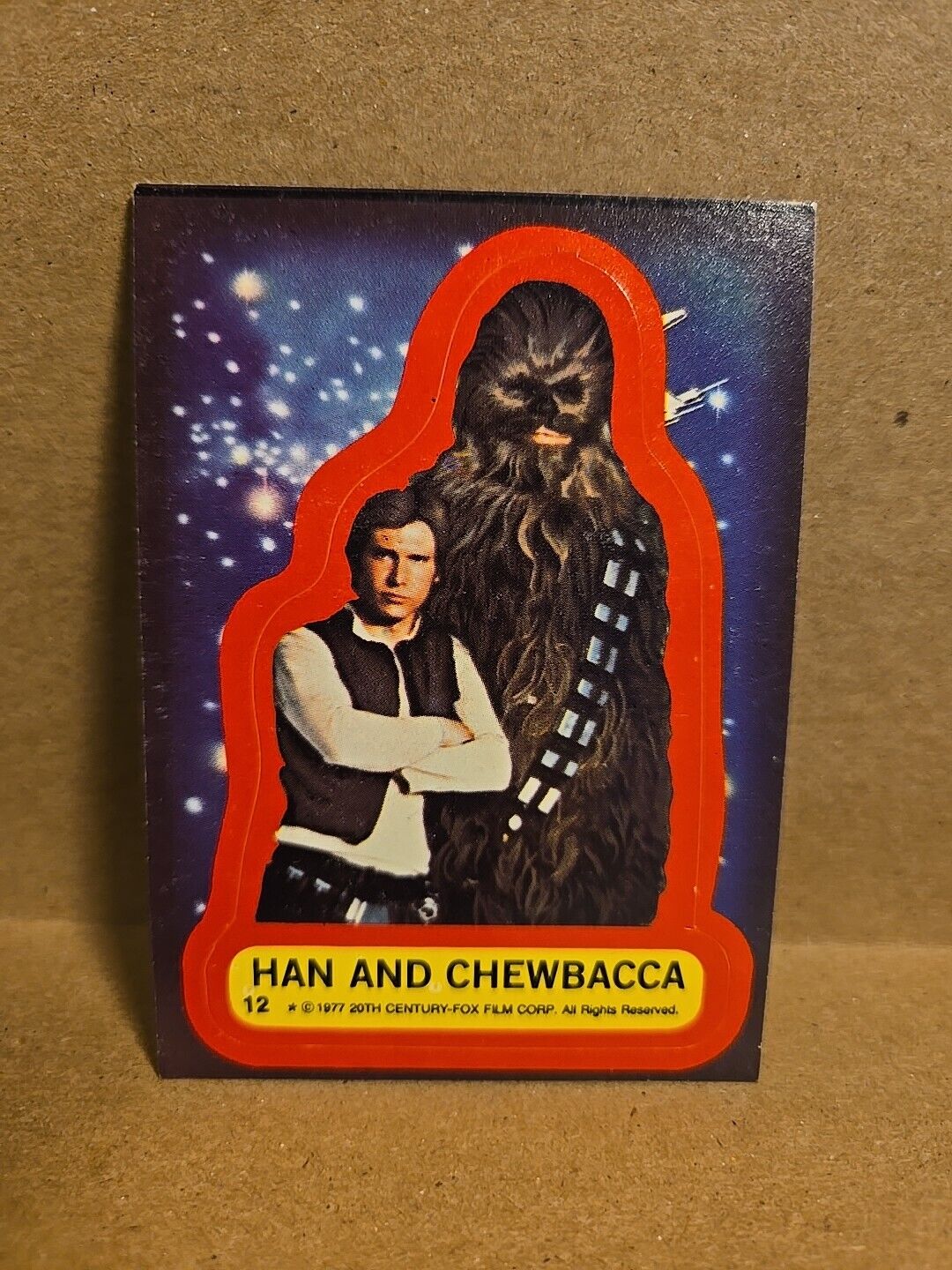 Vintage 1977 Topps Star Wars Sticker #12, Hans Solo Chewbacca EXCELLENT 