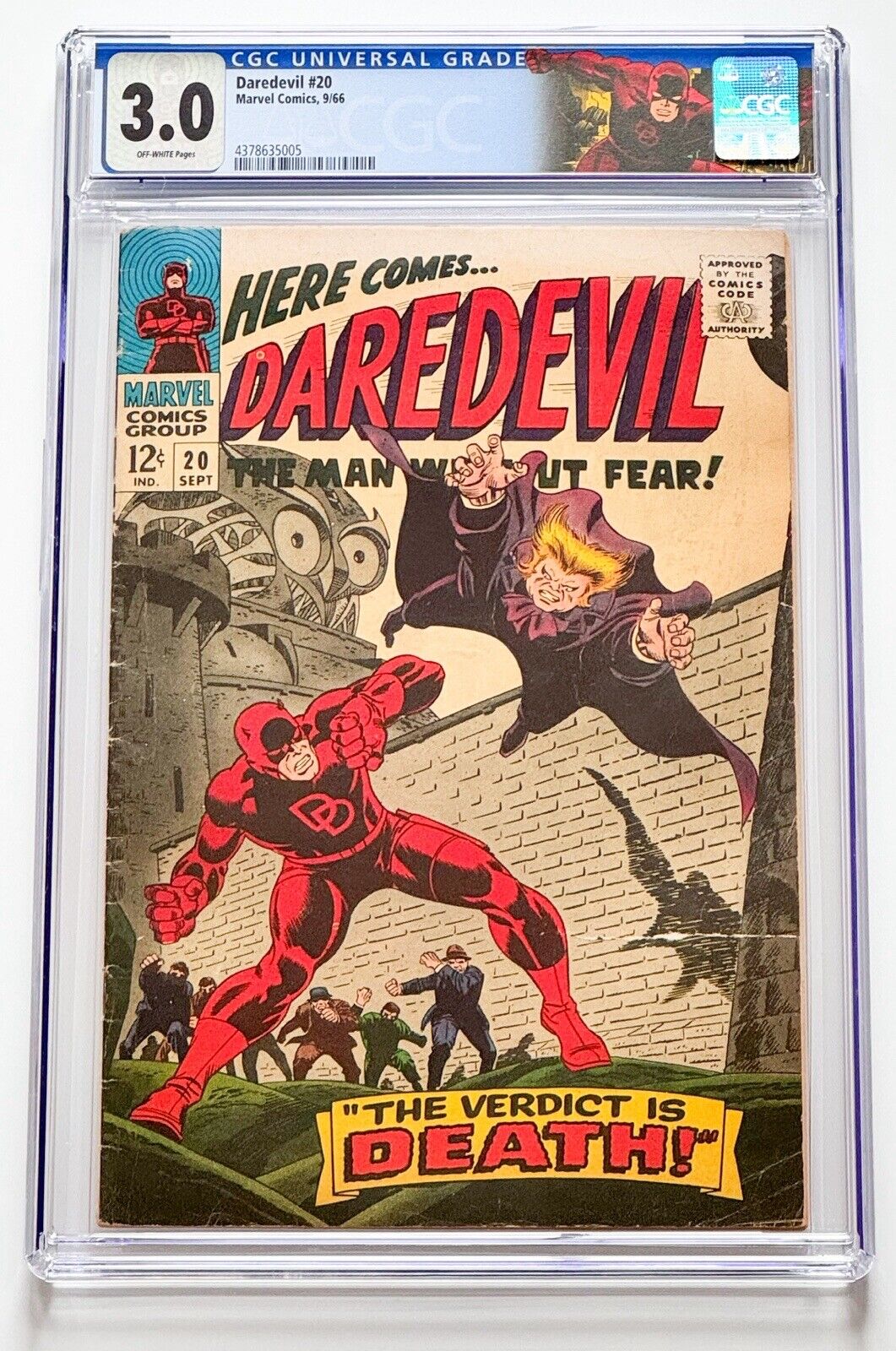 DAREDEVIL #20 CGC 3.0 OFF-WHITE PAGES ICONIC JOHN ROMITA COVER MARVEL 1966