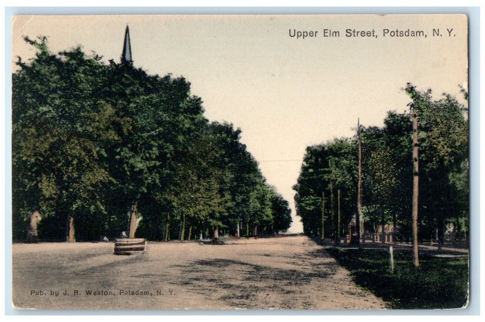 Potsdam New York NY Postcard Upper Elm Street Exterior Road Street c1910 Vintage