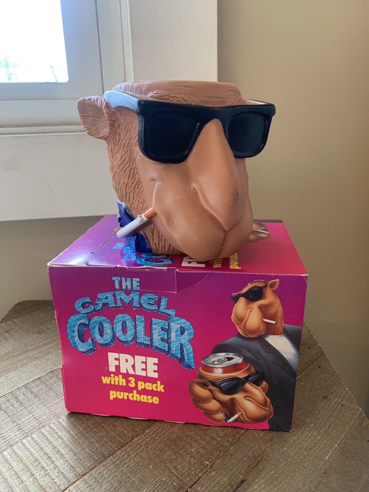 Vintage NEW in Box 1991 The Camel Cooler Joe Camel Rubber Can Koozie 