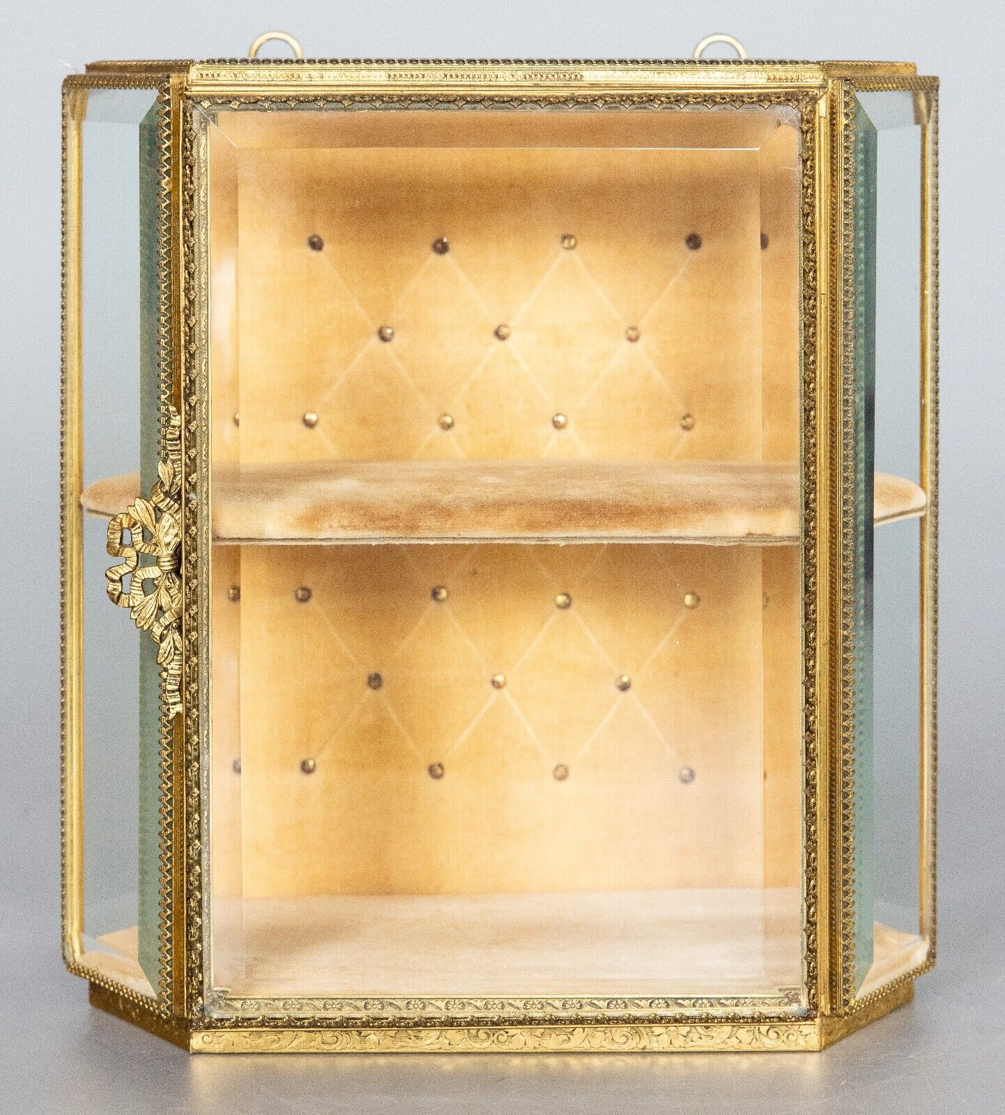 Large French Ormolu & Glass Hanging Wall Jewelry Casket Box