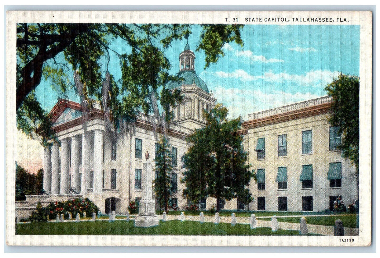 c1930\'s State Capitol Tallahassee Florida FL Vintage Unposted Postcard