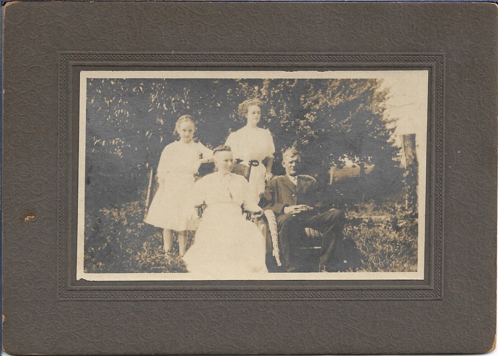 Family Outdoors Photograph Early 1900s Trees Vintage Cabinet Card