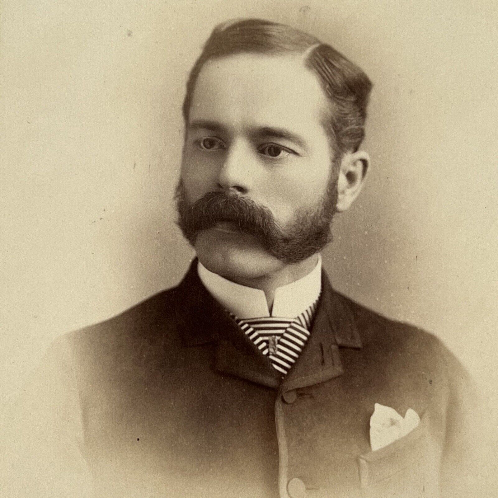 Antique Cabinet Card Photograph Dapper Man Mustache Mutton Brantford Ontario