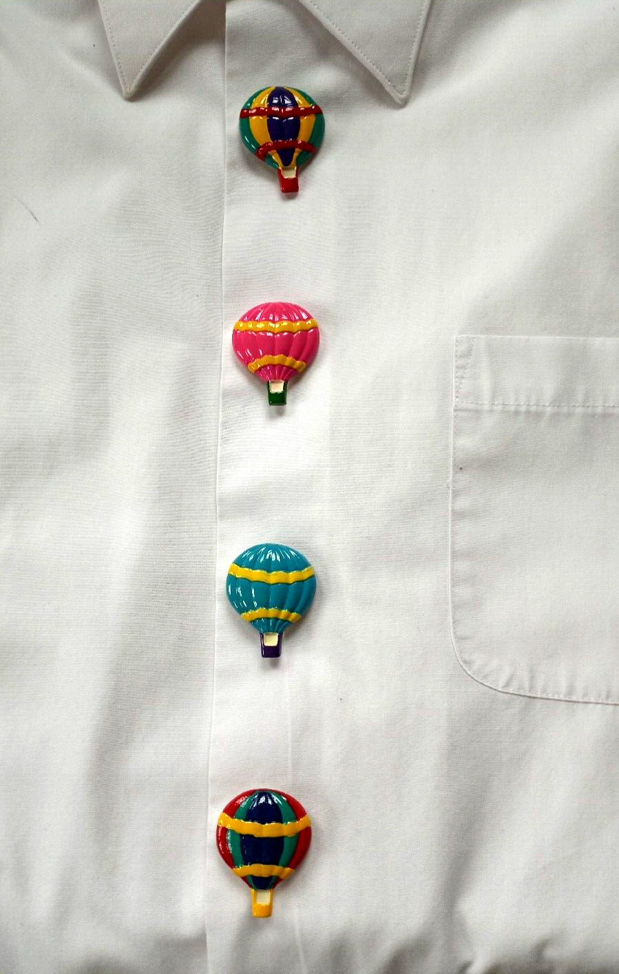 Vintage 80s Colorful Fun Hot Air Balloons Button Covers Set Of 4
