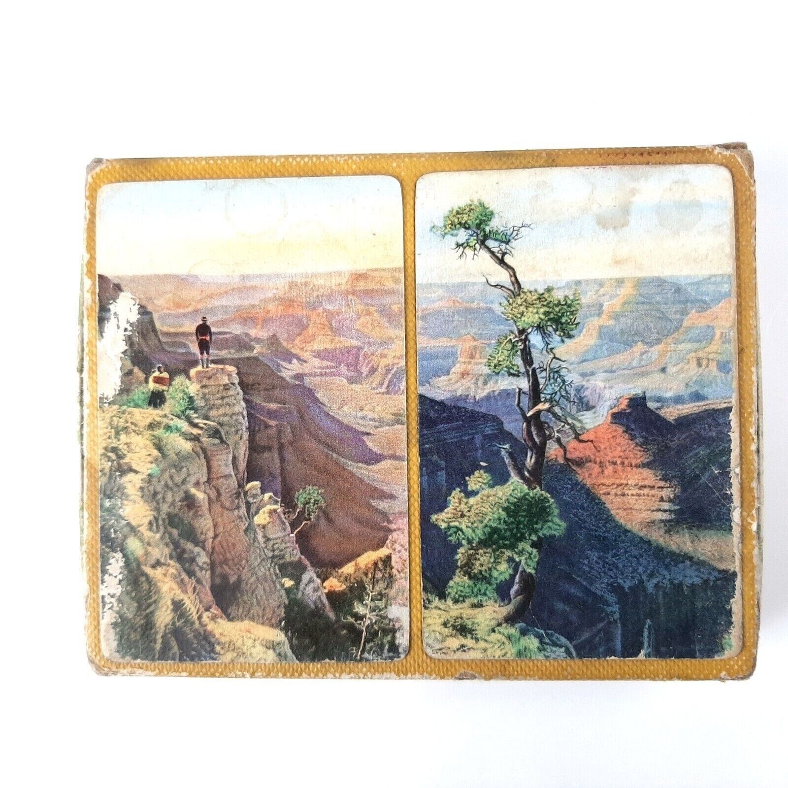 Vintage Rare Grand Canyon Arizona Double Deck Playing Cards in Cloth Box