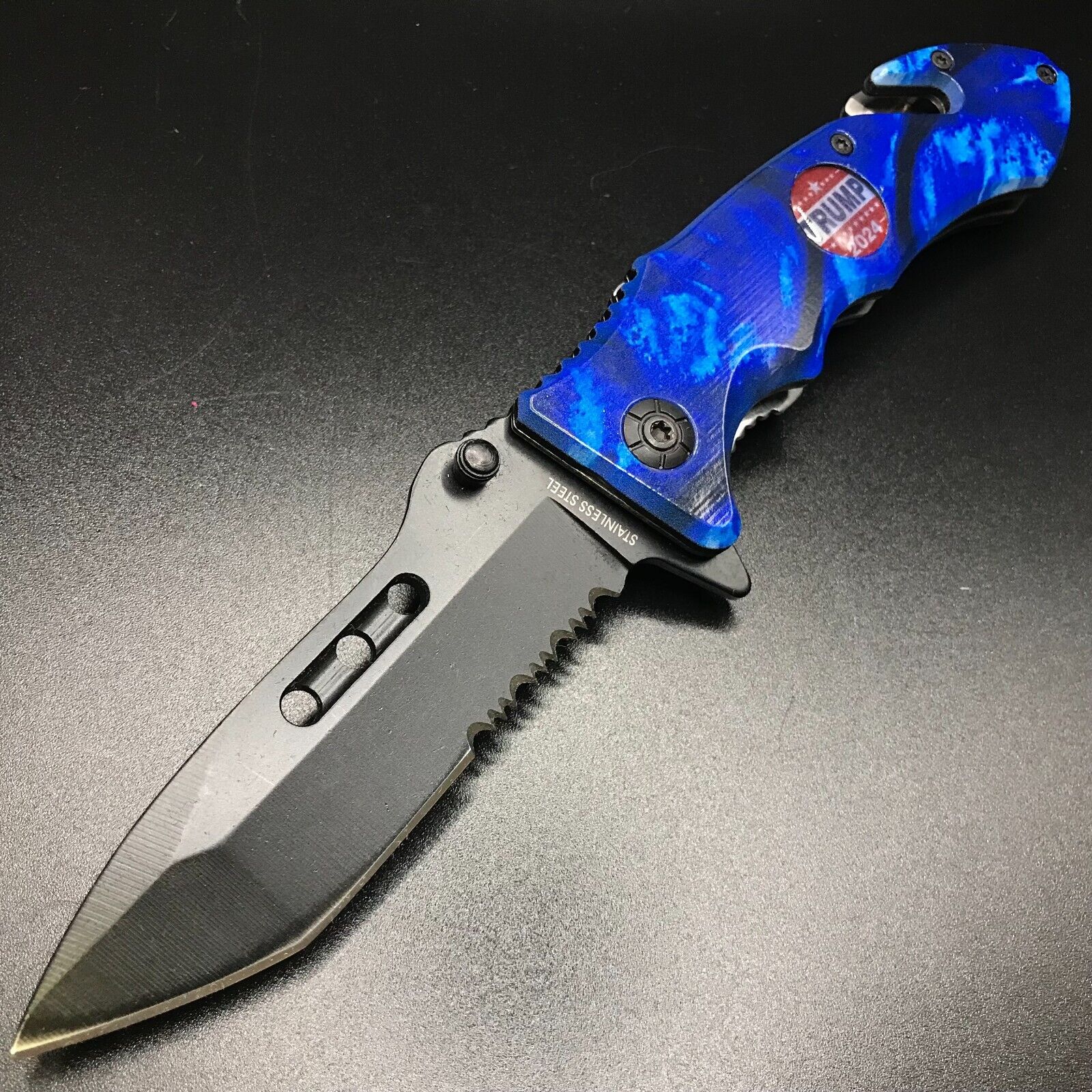 TRUMP 2024 Blue Spring Assisted Folding Pocket Knife Hunting
