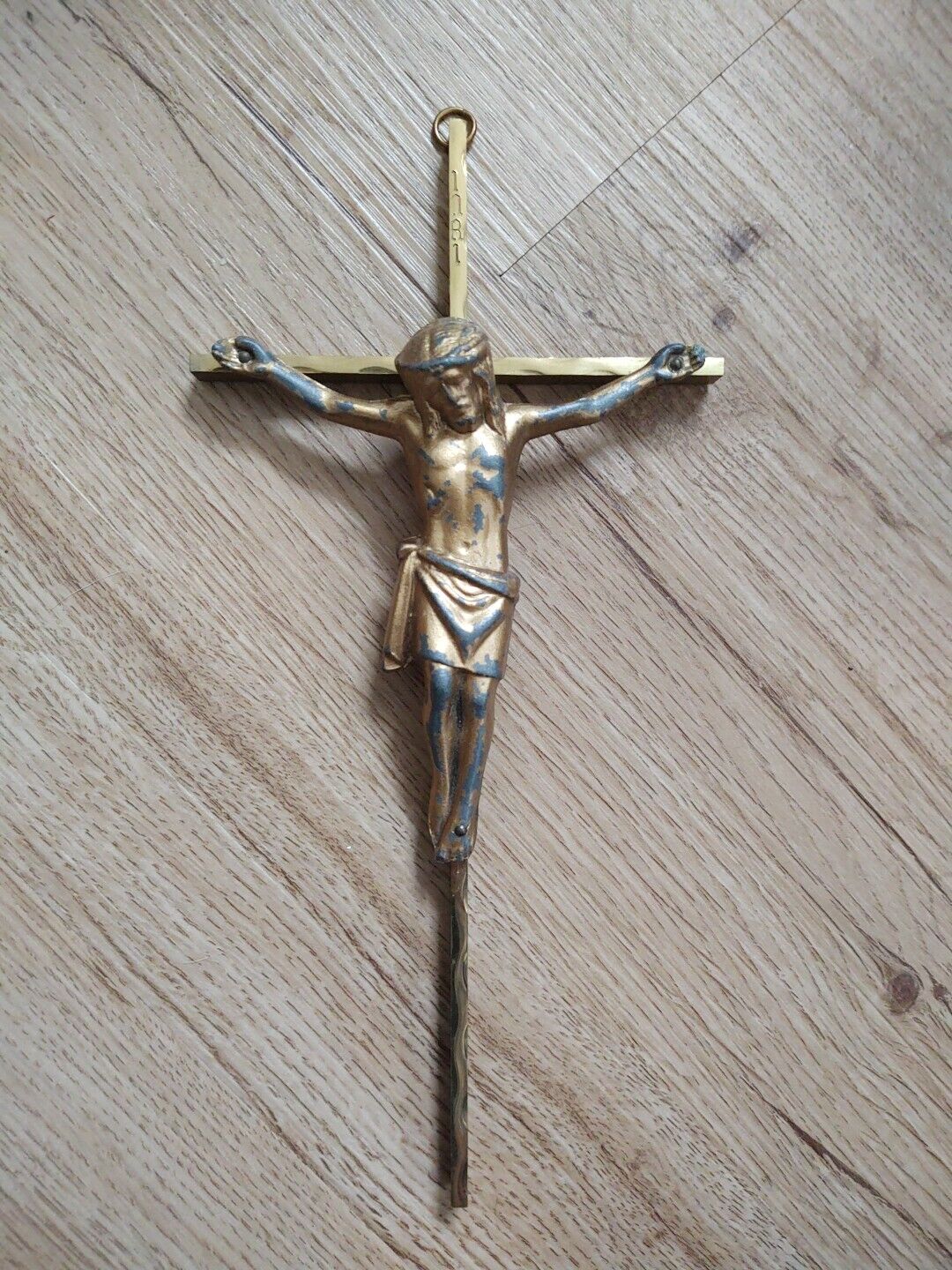 Antique Rare Brass Cross Germany  Crucifix church Jesus Catholic Holy Land 10