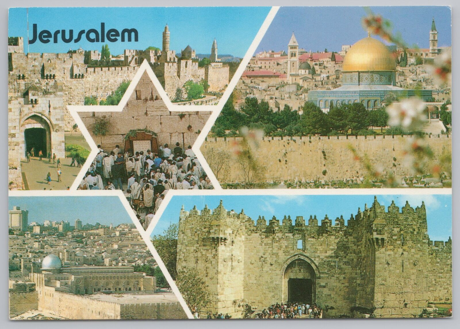 State View~5 Views of Jerusalem 1 In Star~Continental Postcard