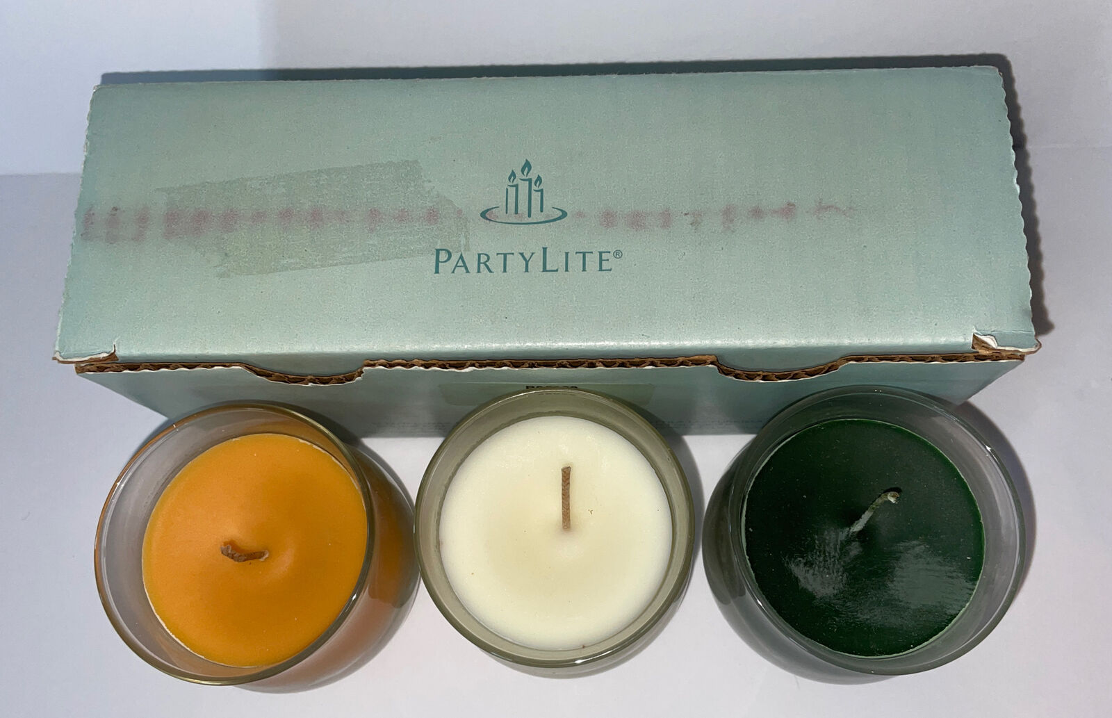 PartyLite 3 Mini Barrel Jar Candles NIB Frosted Pines Snowberries Embers P95009