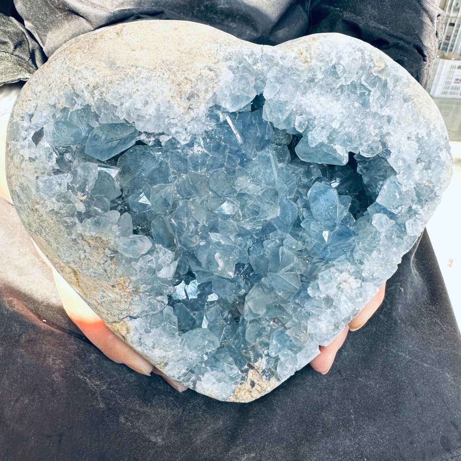 9.46LB Natural Beautiful Blue Celestite Crystal Geode Cave Mineral Specim 4300g