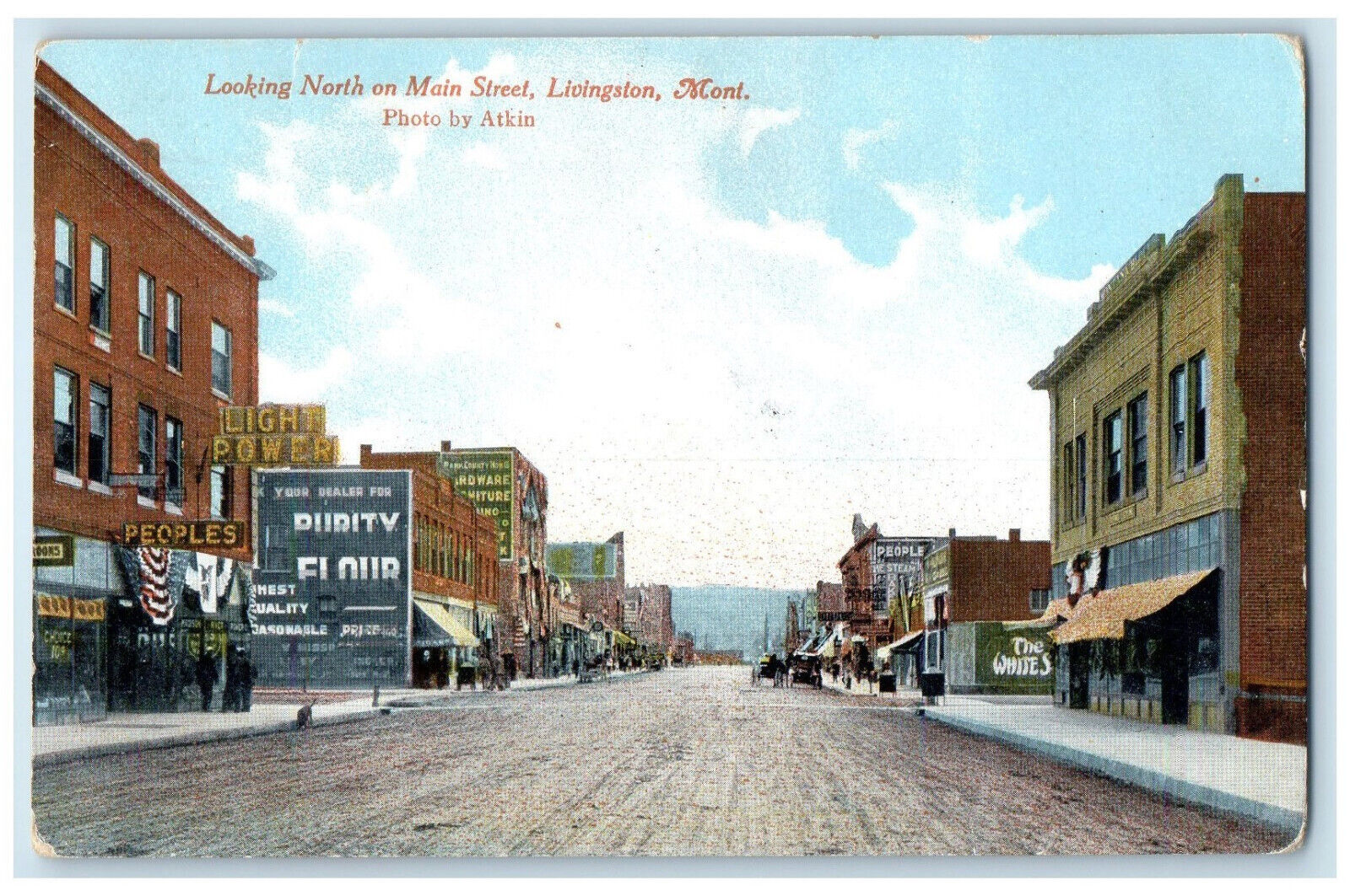 1913 Looking North on Main Street Livingston Montana MT Antique Postcard