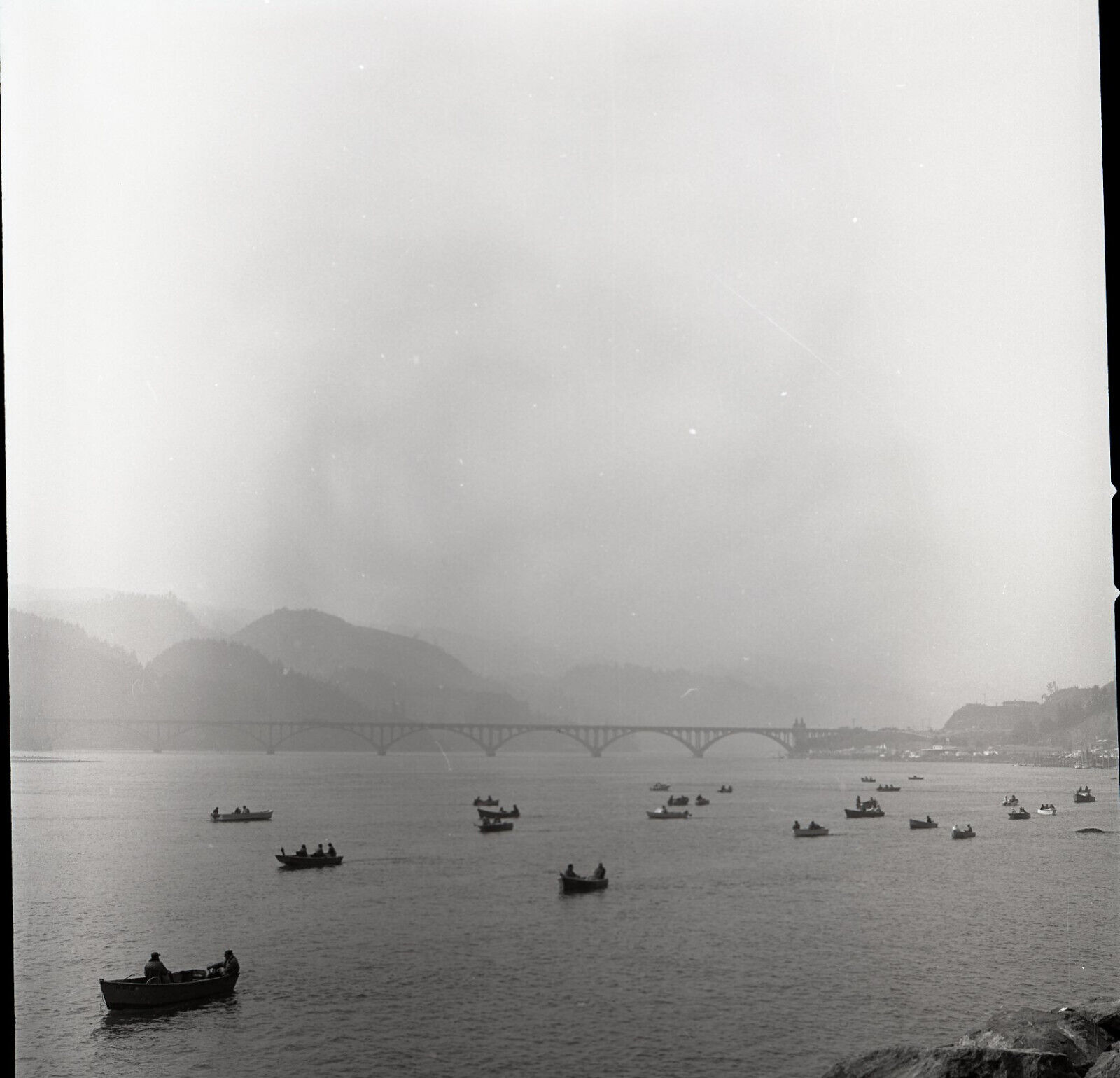 a19 Original Negative 1960\'s Gold Beach Oregon boat  bridge  048a
