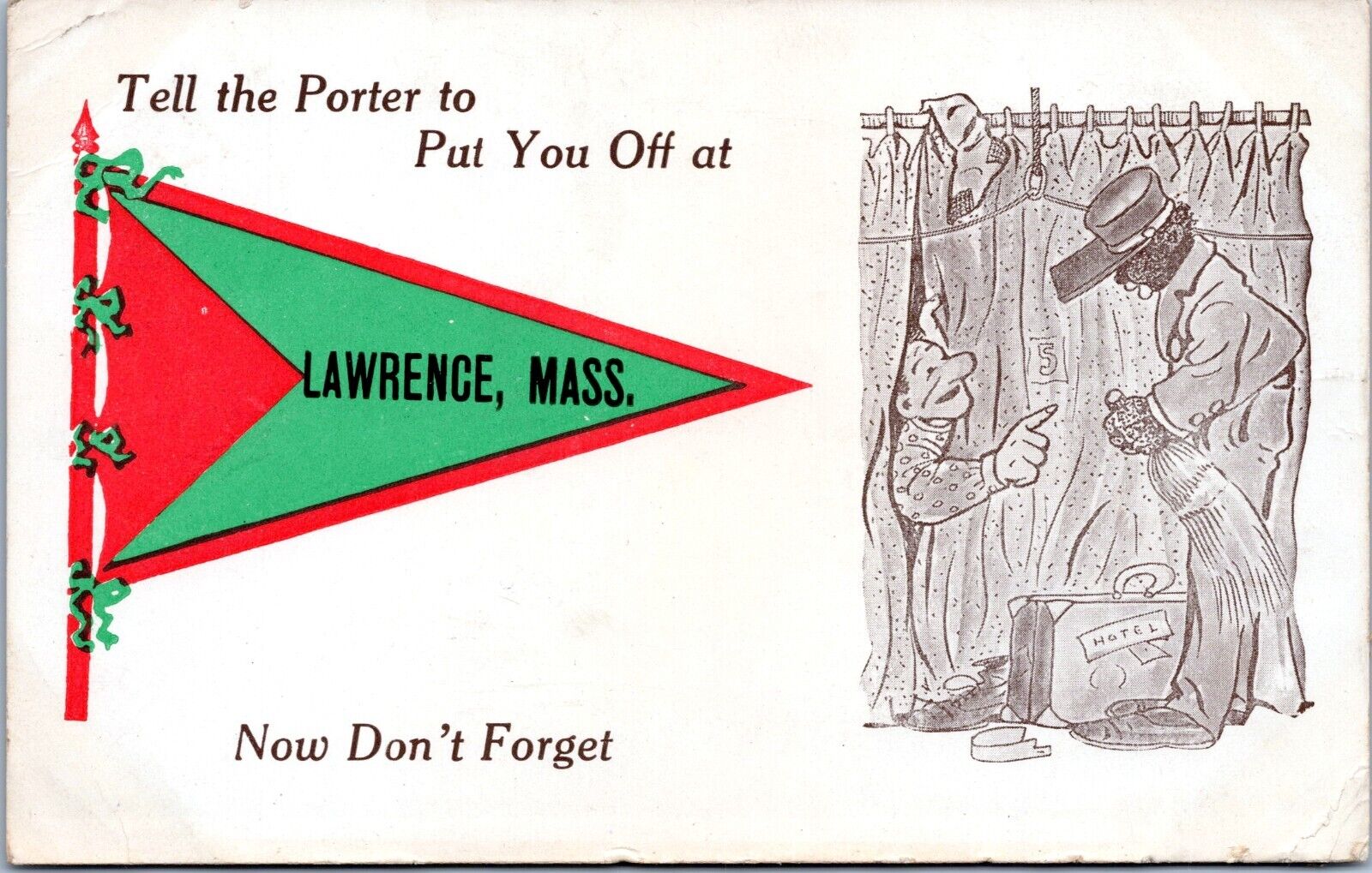 Pennant Postcard Lawrence, Massachusetts- 1913 divided back Postcard