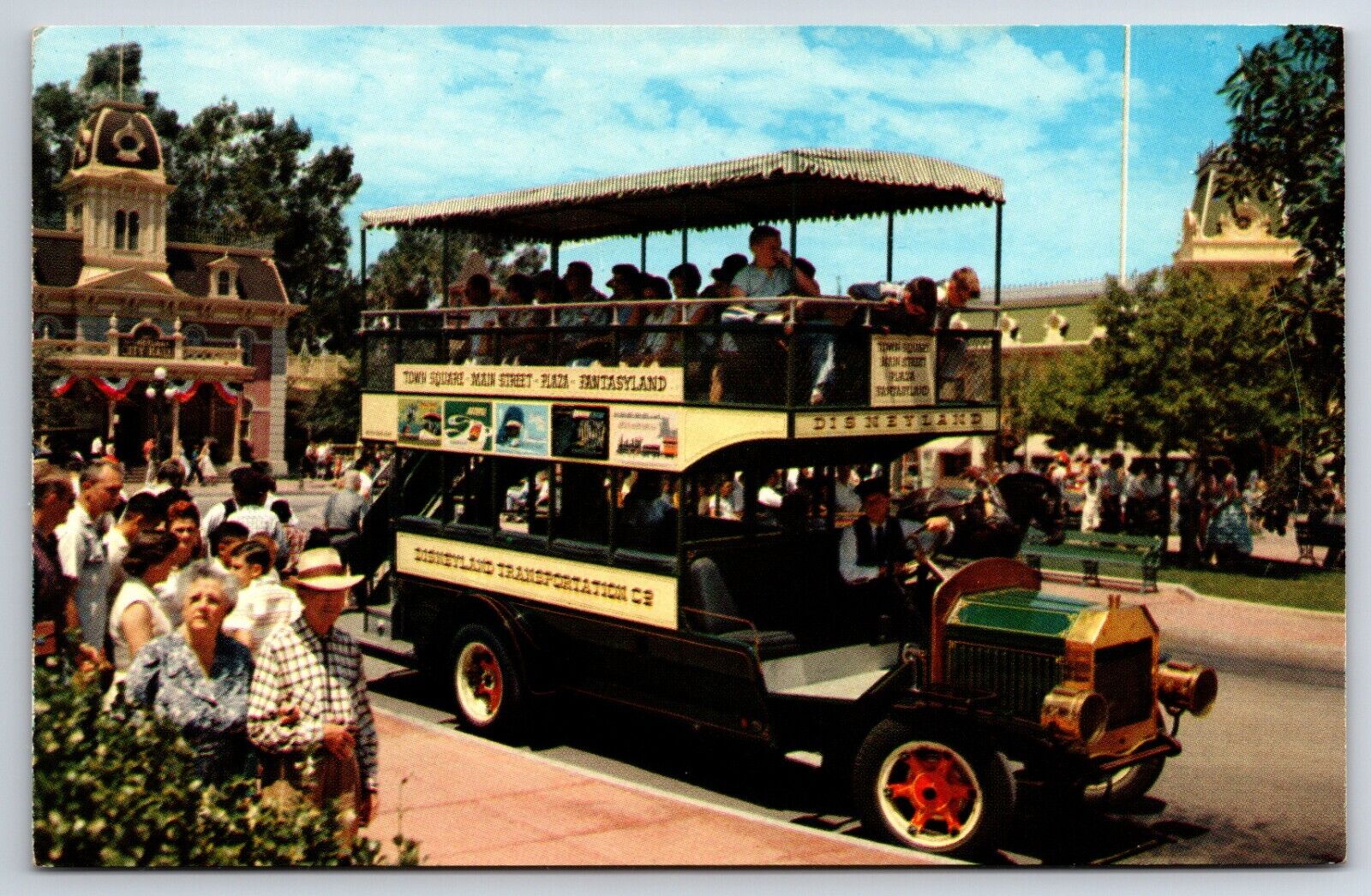 Disneyland 1965 Omnibus Anaheim California Double Decker Bus Chrome Postcard