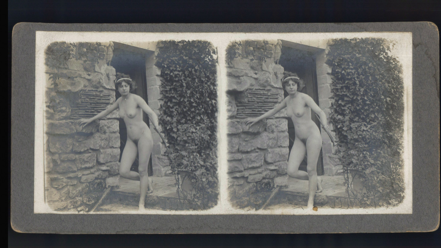Nude Woman, Vintage Print, ca.1900, Stereo Vintage Print Stereo, Shooting Legend