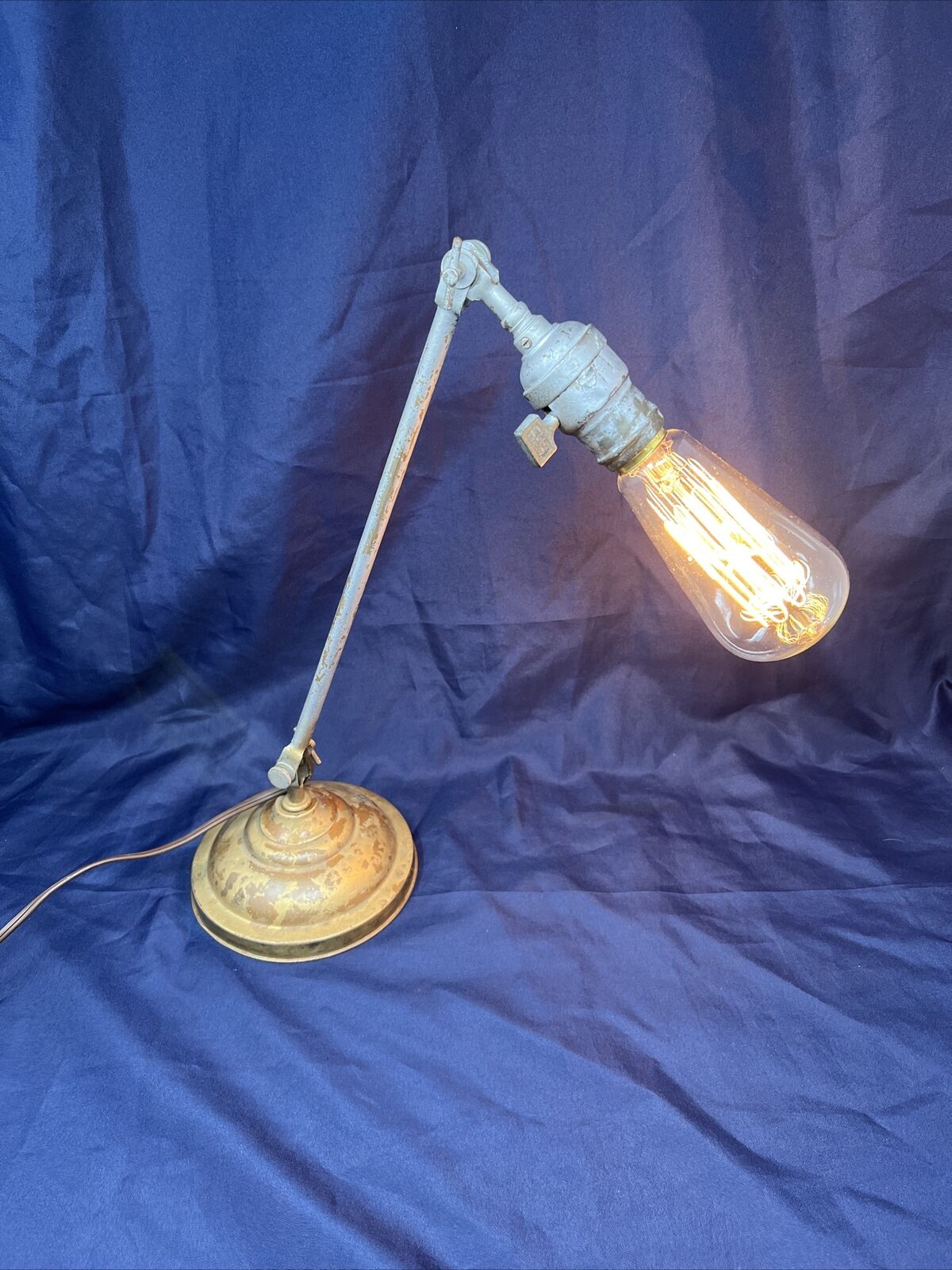 Antique FARIES Industrial Adjustable Articulating Work Light Lamp Base MARKED