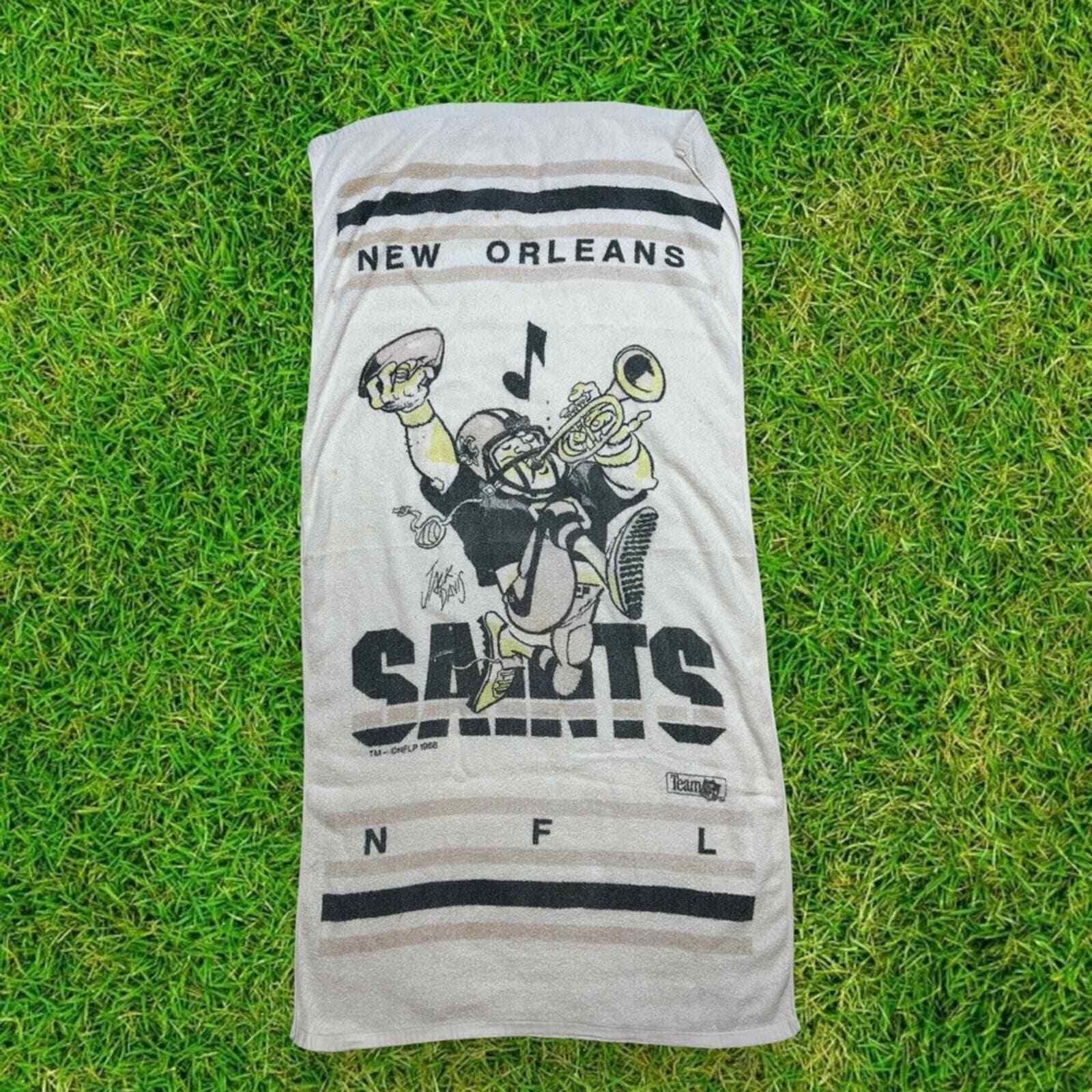 RARE Vintage New Orleans Saints Football Jack Davis Cartoon Beach Towel 1988 NFL