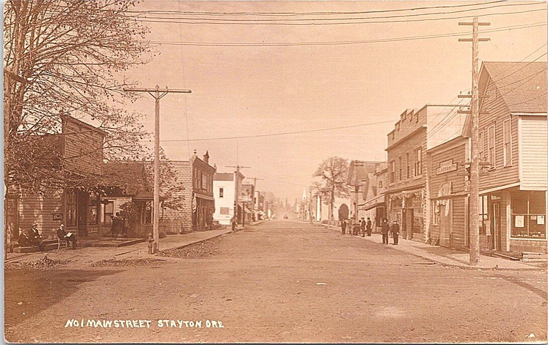 Stayton Oregon RPPC View on Main Street 1912