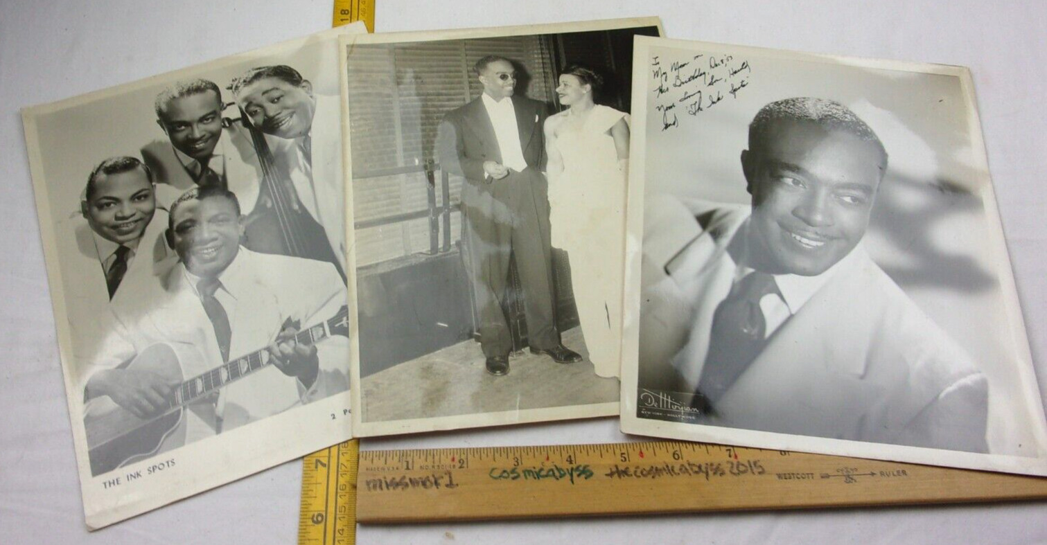 The Ink Spots signed 1953 photo lot of 3 VINTAGE 8x10 b&w media Harold Jackson