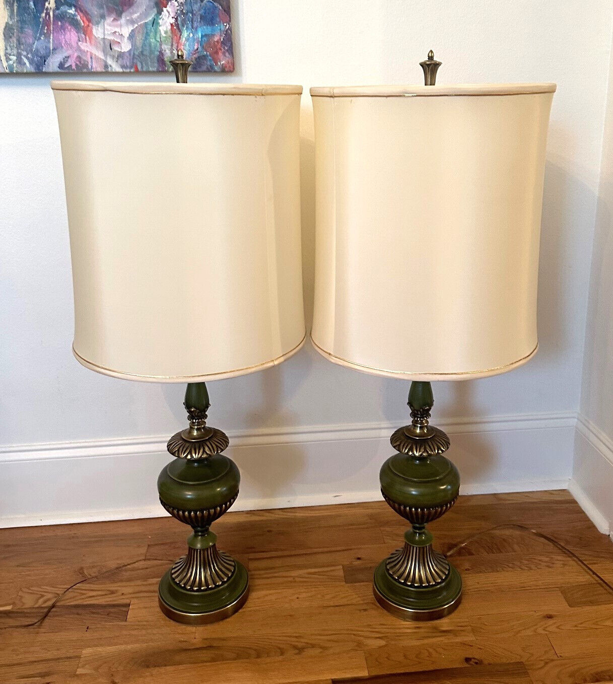 Pair Vintage REMBRANDT Masterpiece Table Lamps w Original Shades, Tags #3940