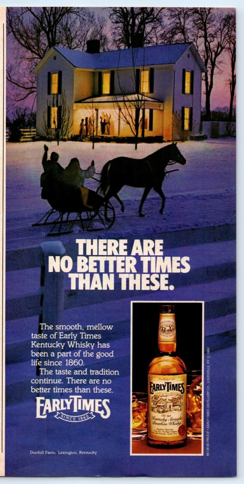 Early Times Kentucky Whisky NO BETTER TIMES 2/3pg 1983 Print Ad 8\