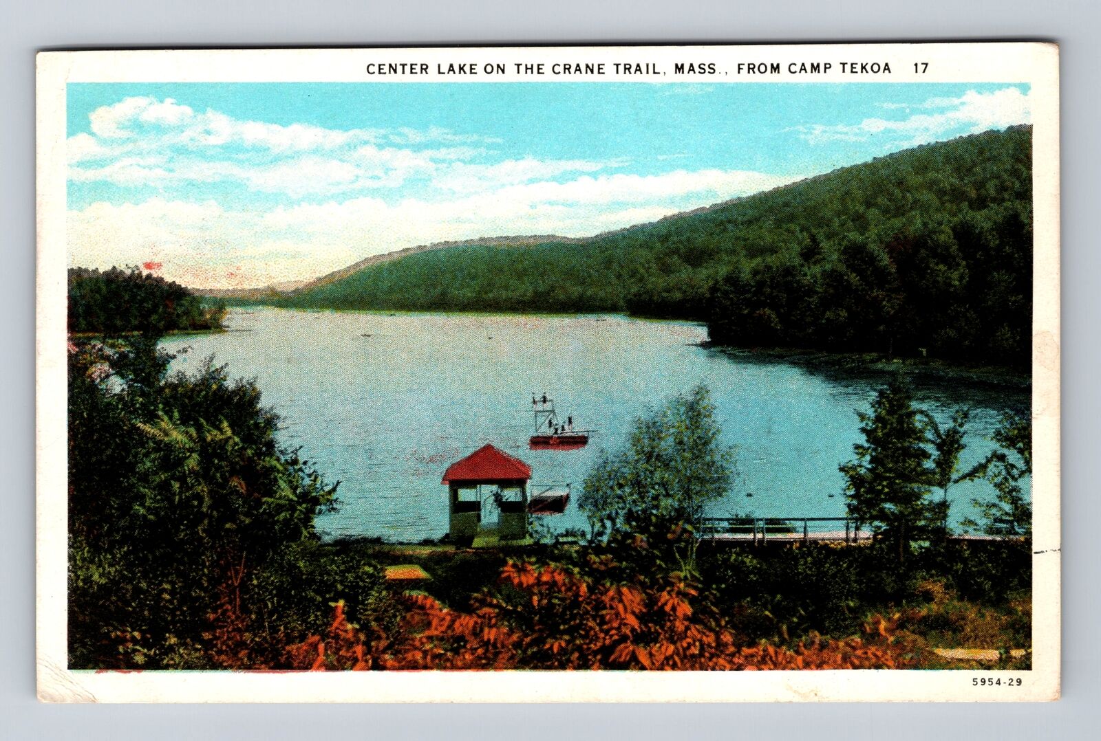 Crane Trail MA-Massachusetts, Center Lake, Antique, Vintage c1931 Postcard