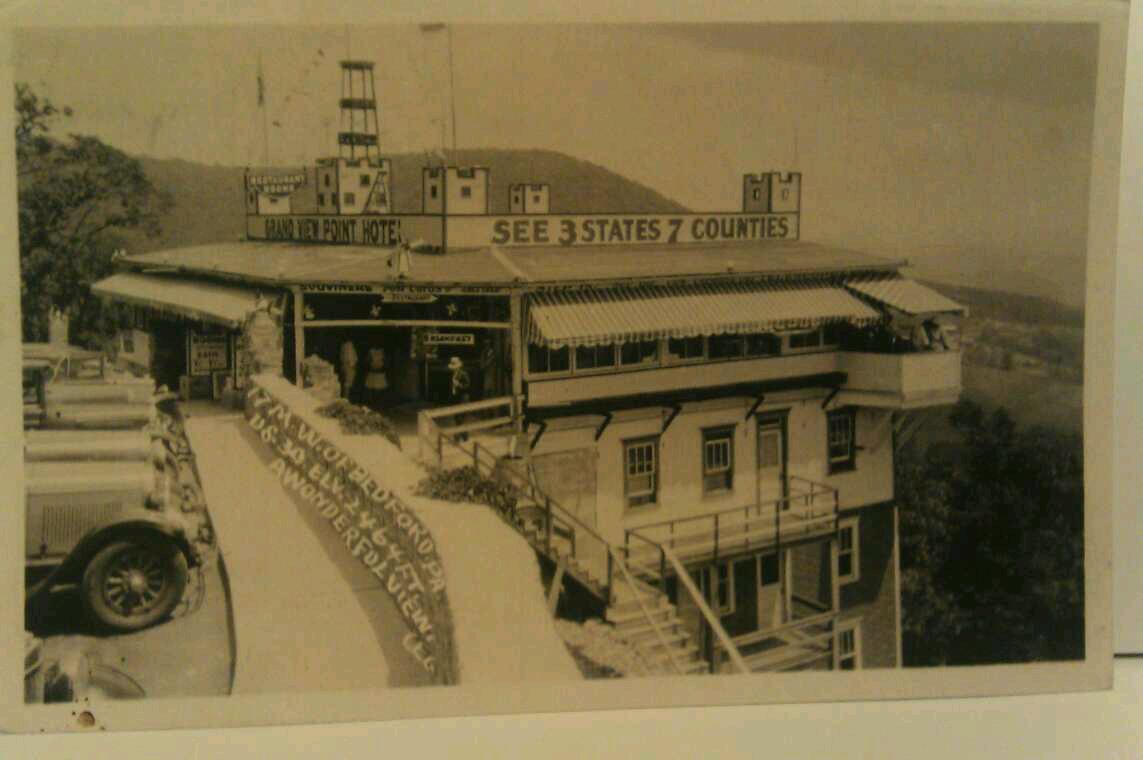 1928 Grand View Point Pre-Ship Hotel Lincoln Highway Rt. 30 Photo Postcard Repo