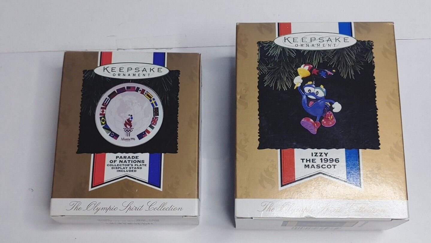 1996 Olympic Spirit Collection Izzy Hallmark Keepsake Ornaments - Lot of 2 - NIB