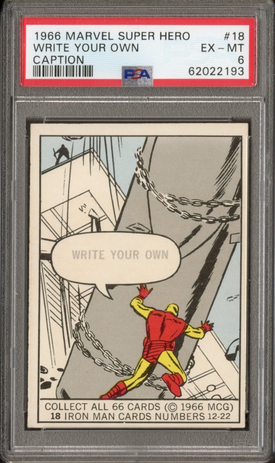 1966 Donruss Marvel Super Heroes #18 IRON MAN ROOKIE PSA 6 - Write Your Caption