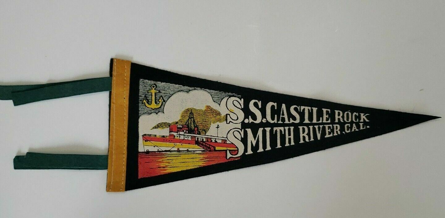 Vintage S.S. Castle Rock Smith River, CA US Navy felt flag pennant