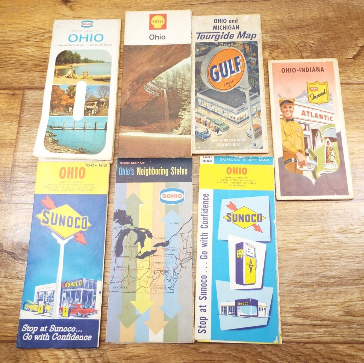 7-VTG 1960\'S/70\'S OHIO Official HIGHWAY/SERVICE STATION Road Maps