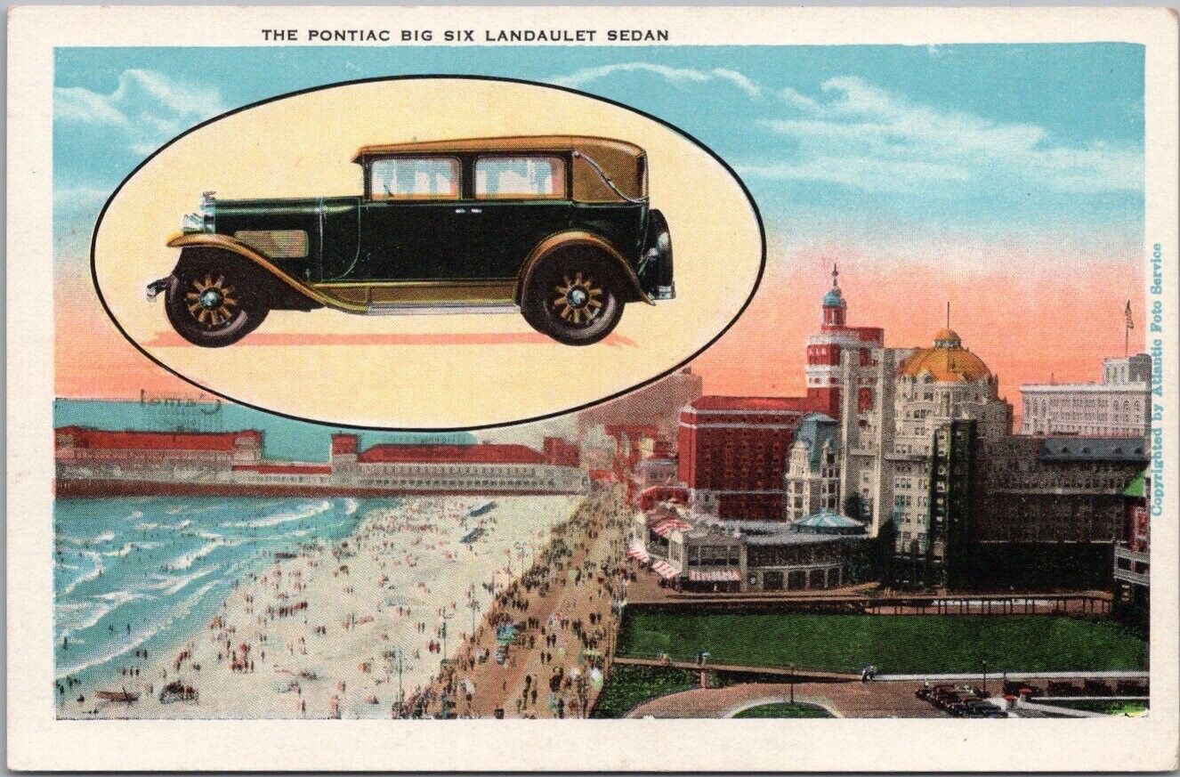 c1920s ATLANTIC CITY NJ Postcard OAKLAND-PONTIAC SIXES General Motors Exhibition