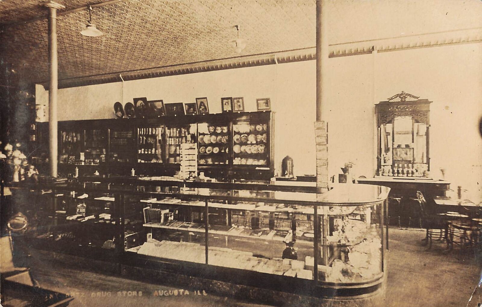 1900s RPPC Artz Drugstore Augusta Illinois ILL Real Photo postcard Pharmacy shop