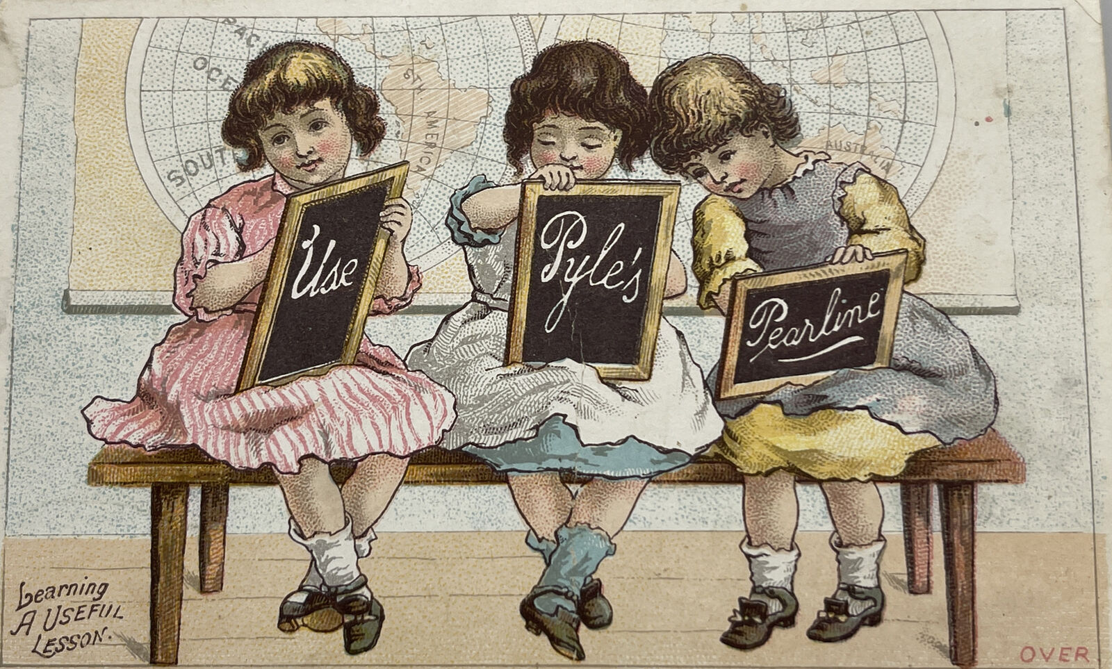 C. 1880s Antique Victorian Paper Trade Card Pearline James Pyle Girls 20-A