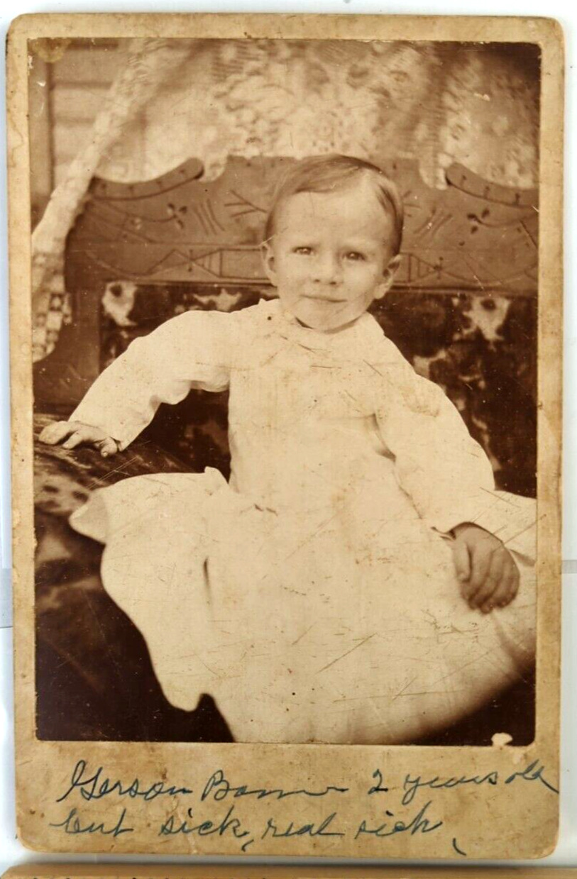 Vintage Photo 1910\'s, Very Sick 2 Year old Girl in White Dress, Cardstock 6x4
