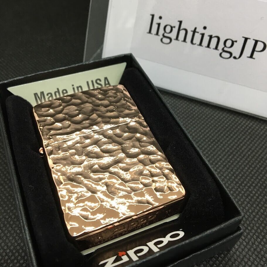 Zippo Hammer Tone Copper Bronze Lighter Double 2 Sided Processing Japan New