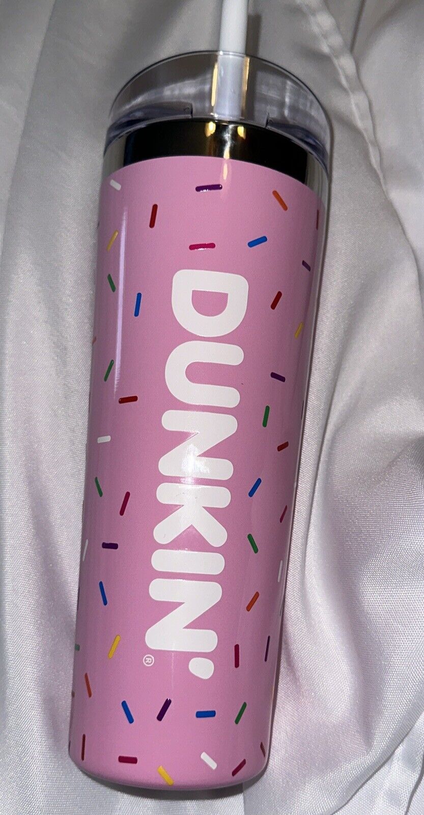 Dunkin Spring 2024 24oz Stainless Tumbler Pink Sprinkles NEW with Tag