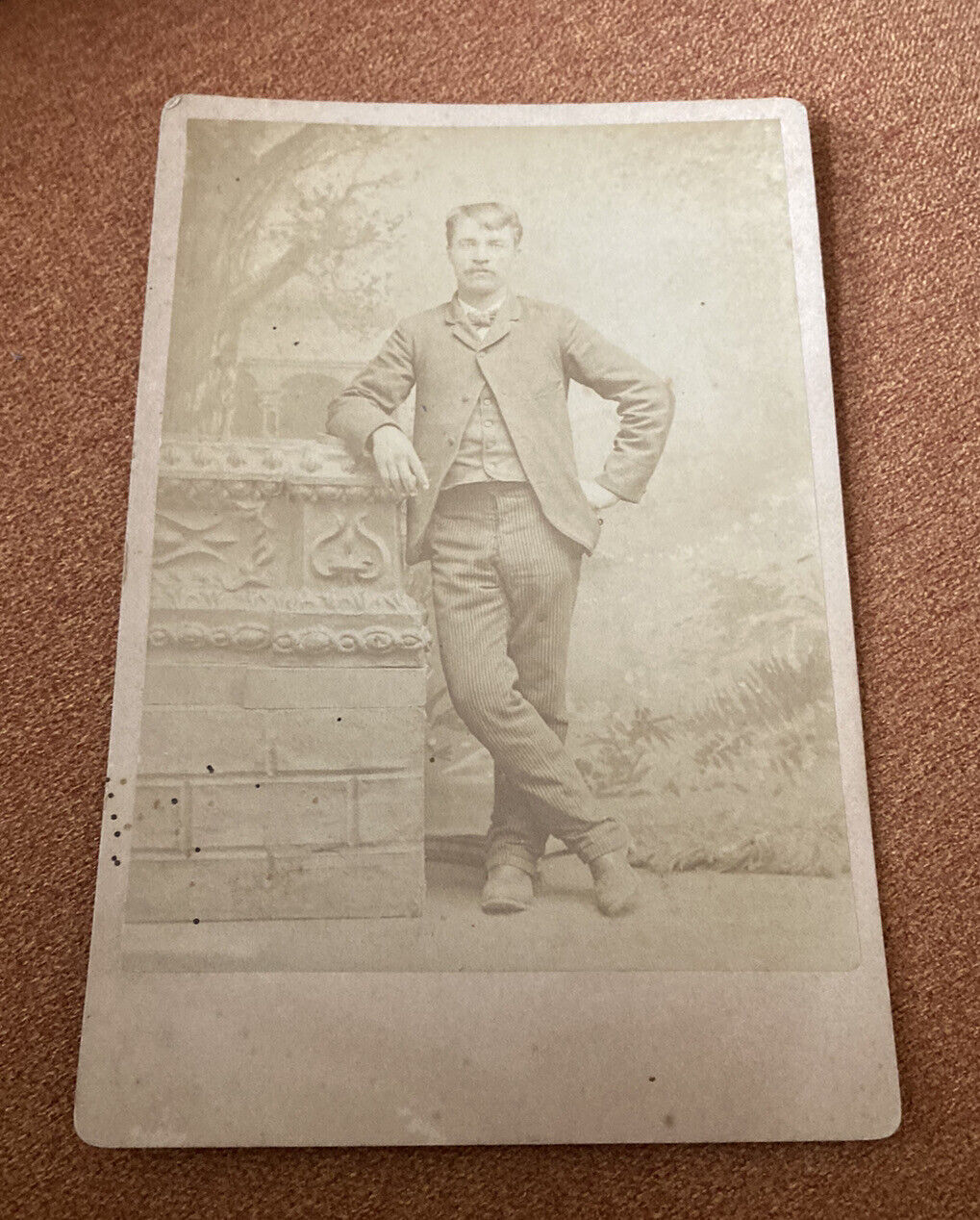 1890s Cabinet Card Photograph Dapper Mustache Man Louisiana Missouri Pritchard