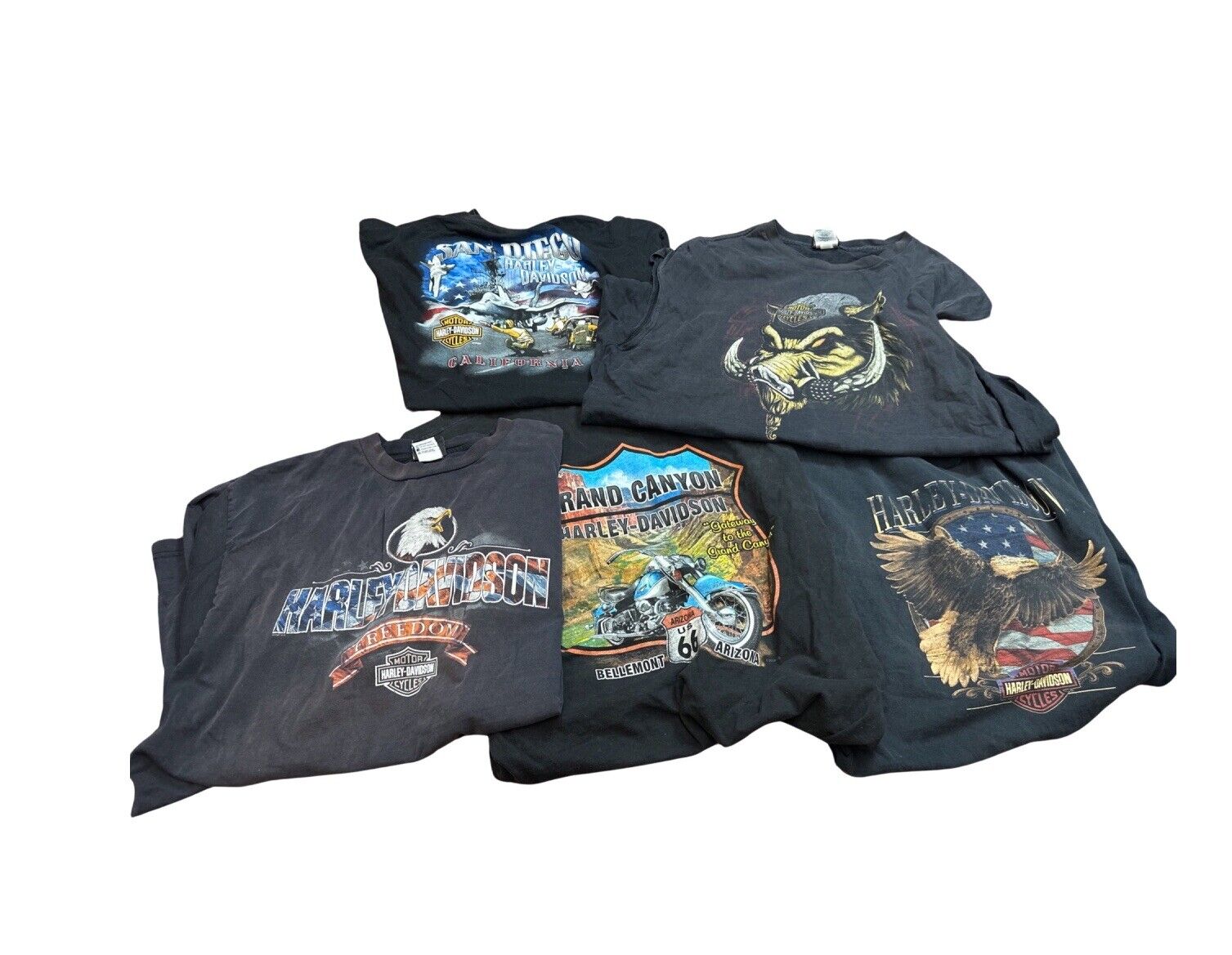 Lot Of 5 Harley Davidson Men’s Black T Shirts Size 2XL
