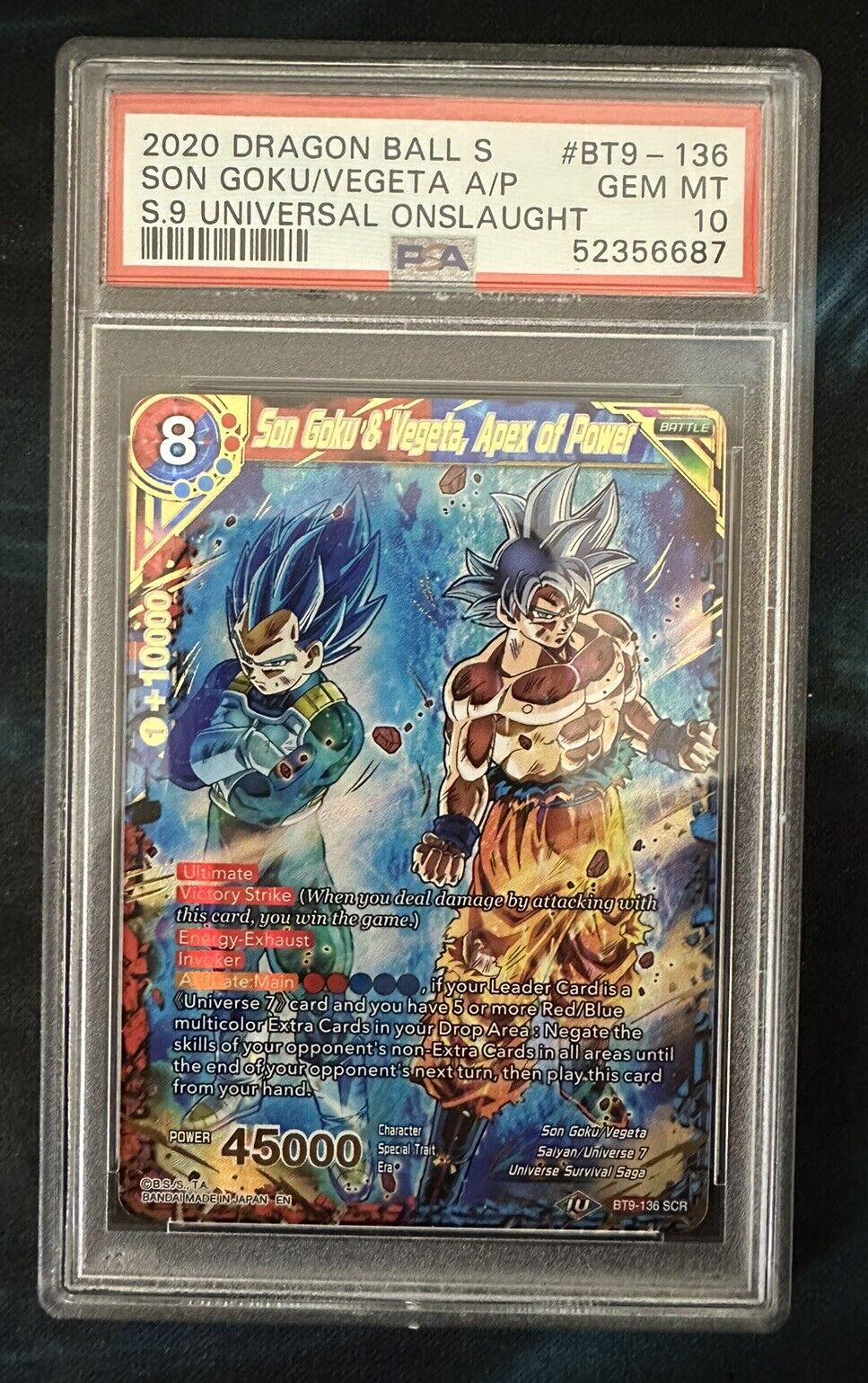 Son Goku & Vegeta, Apex Of Poeer BT9-136 SCR PSA 10 Gem Mint Universal Onslaught