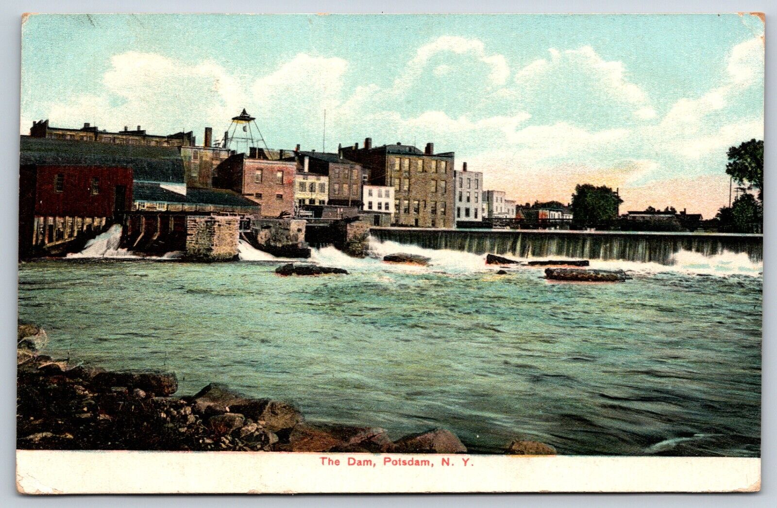 Postcard The Dam, River, Potsdam New York Posted 1907