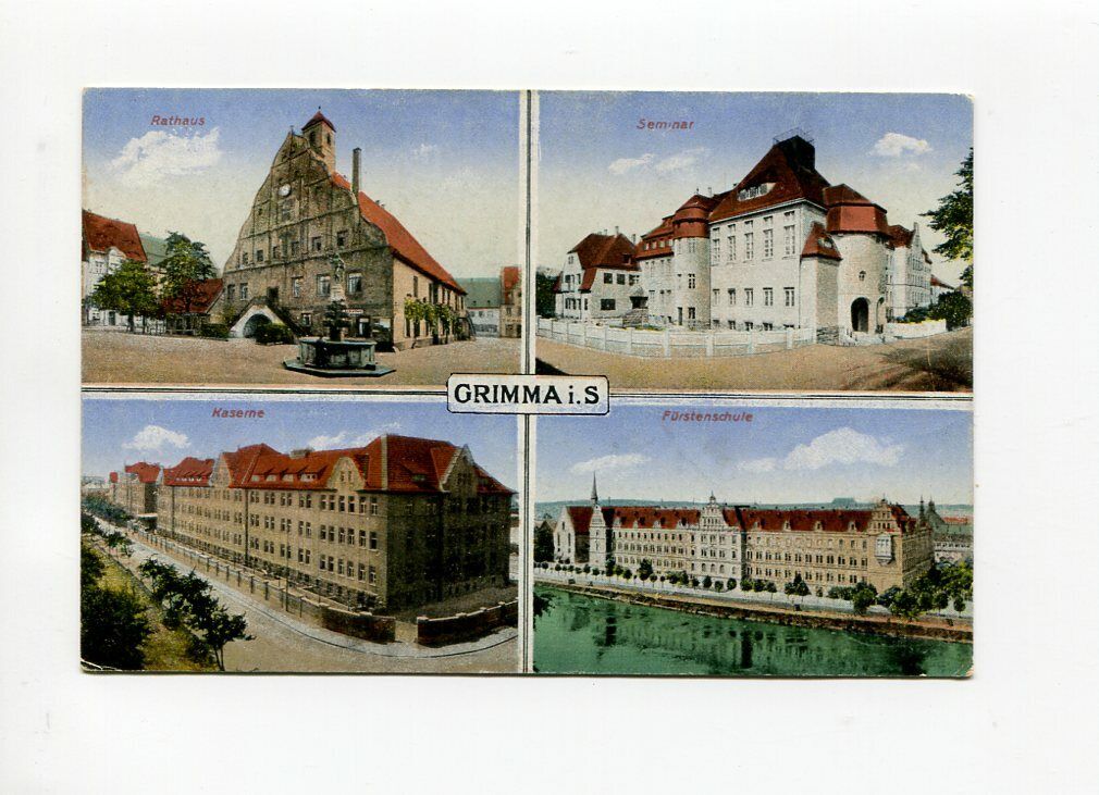 Ancient Ak Grimma IN Saxony Various Views 1919 19