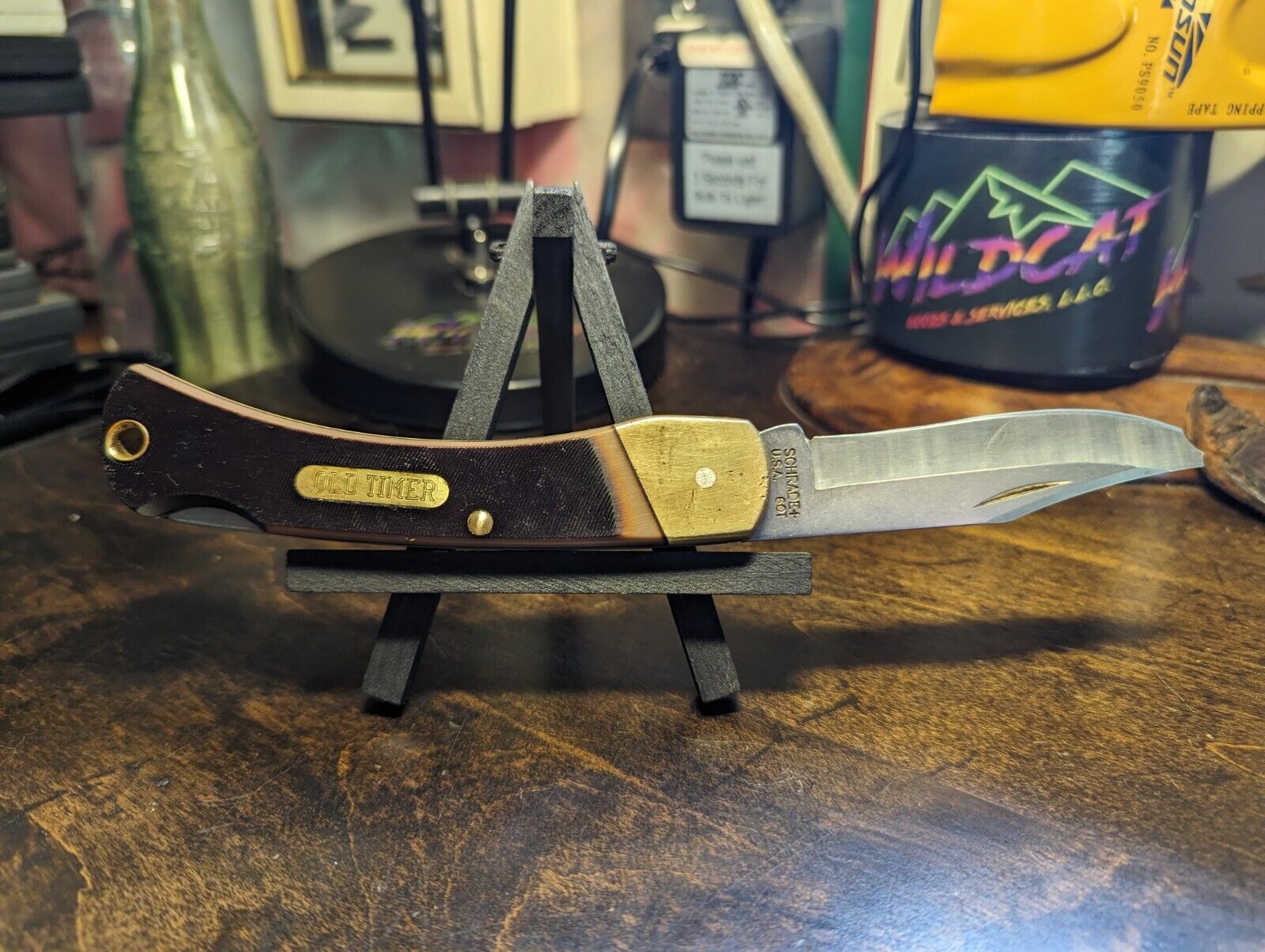 Vintage SCHRADE + 60T OLD TIMER DERLIN HANDLE FOLDING POCKET KNIFE Chipped Tip