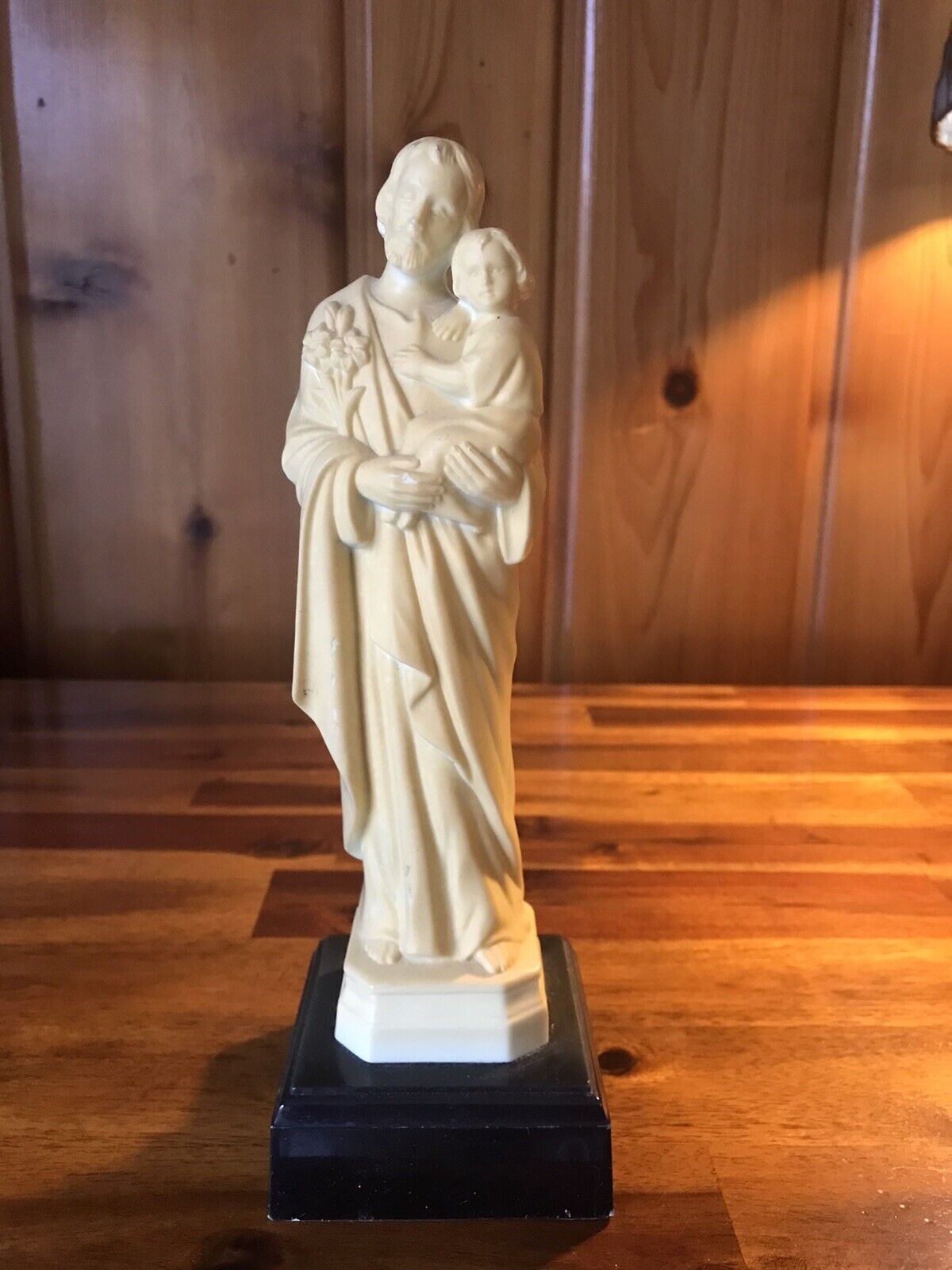 Vintage St Joseph and Baby Jesus 9.5” Religious Statue Hard Plastic