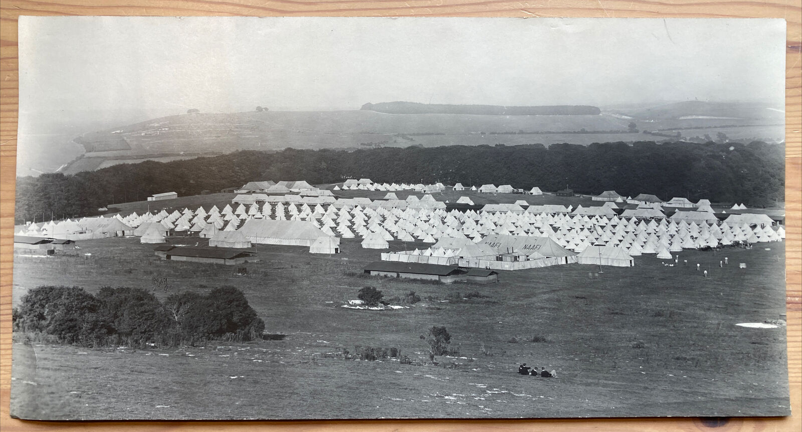 WWI Panorama Photo NAAFI Tent Camp Scene 29x15cm